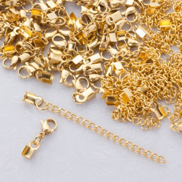 Zapięcia w zestawie ze stali chirurgicznej w kolorze złotym 3mm