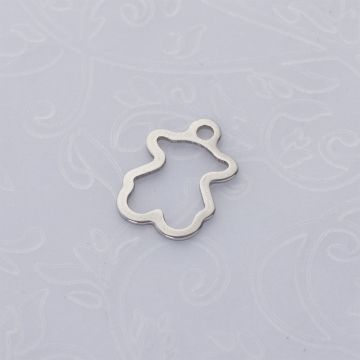 Zawieszka ze stali chirurgicznej miś w kolorze srebrnym 16mm