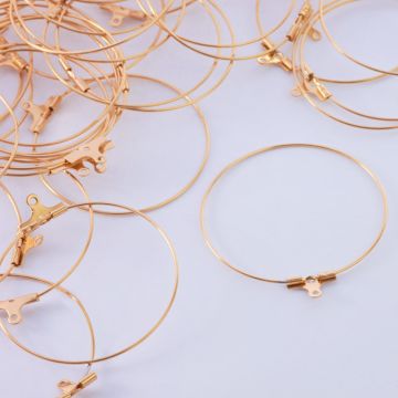 Baza do kolczyków koło odpinane ze stali chirurgicznej w kolorze złotym 36mm