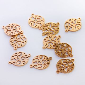 Łącznik ze stali chirurgicznej drzewko w kółku w kolorze złotym 20,5mm