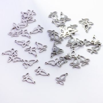 Zawieszka ze stali chirurgicznej motylek w kolorze srebrnym 13mm