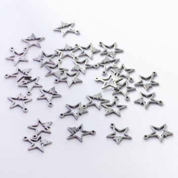 Zawieszka ze stali chirurgicznej dwie gwiazdki w kolorze srebrnym 11mm