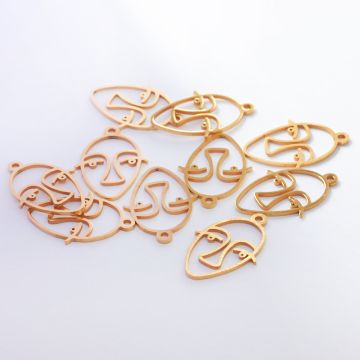 Zawieszka ze stali chirurgicznej głowa artysty w kolorze złotym 27mm