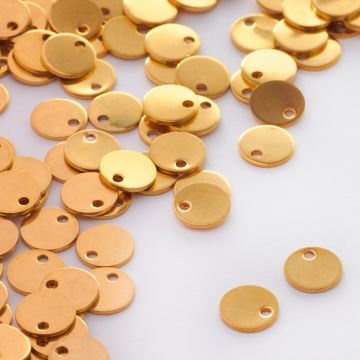 Zawieszka blaszka okrągła gładka w kolorze złotym 8mm