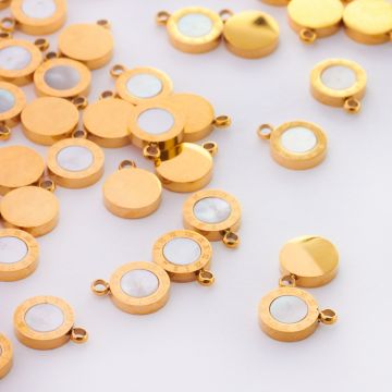 Zawieszka ze stali chirurgicznej zegarek z emalią w kolorze złotym 8mm