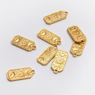 Zawieszka ze stali chirurgicznej słońce z księżycem w kolorze złotym 17mm