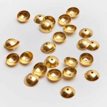 Czapeczki do koralików ze stali chirurgicznej w kolorze złotym 8mm