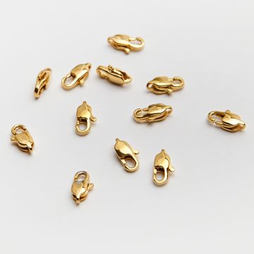 Karabińczyk ozdobny ze stali chirurgicznej w kolorze złotym 9mm