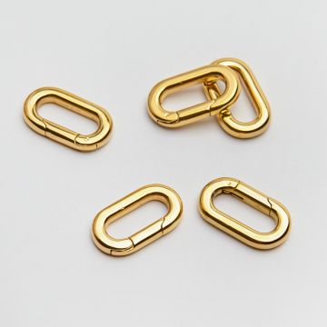 Zapięcie ozdobne owal ze stali chirurgicznej w kolorze złotym 10x18mm
