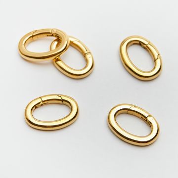 Zapięcie ozdobne owal ze stali chirurgicznej w kolorze złotym 13x18mm