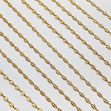 Łańcszek fasolki ze stali chirurgicznej w kolorze złotym 7,5x5mm