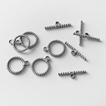 Zapięcie toggle ze stali chirurgicznej spiralka w kolorze srebrnym 16mm