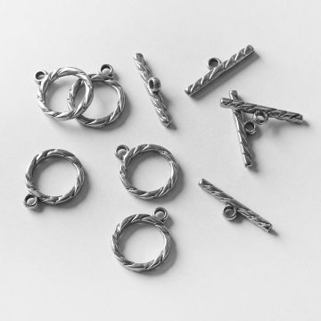 Zapięcie toggle ze stali chirurgicznej skręcane w kolorze srebrnym 16mm