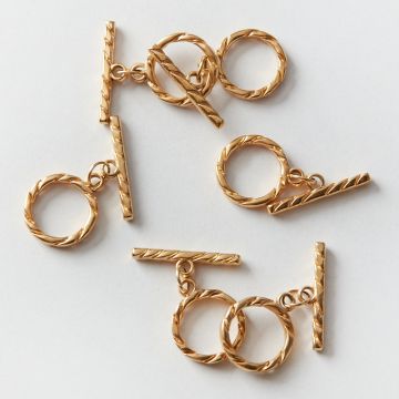 Zapięcie toggle ze stali chirurgicznej skręcane w kolorze złotym 16mm