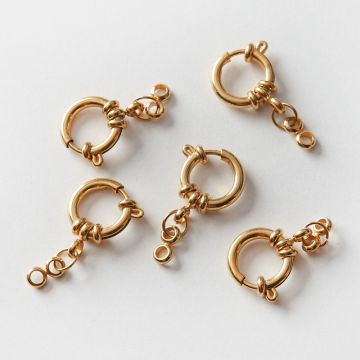 Zapięcie ozdobne federing ze stali chirurgicznej w kolorze złotym 14mm