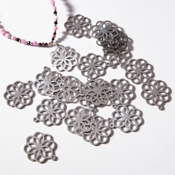 Zawieszka ze stali chirurgicznej atom w kolorze srebrnym 19,7mm