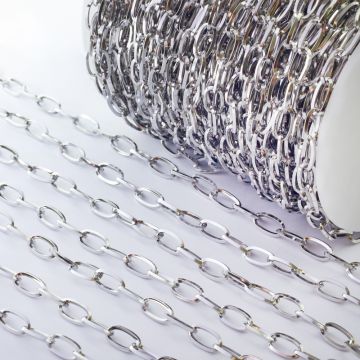 Łańcuch ze stali chirurgicznej owal w kolorze srebrnym 6x12mm