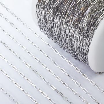 Łańcuch ze stali chirurgicznej owale błyszczące w kolorze srebrnym 2,5x6,5mm