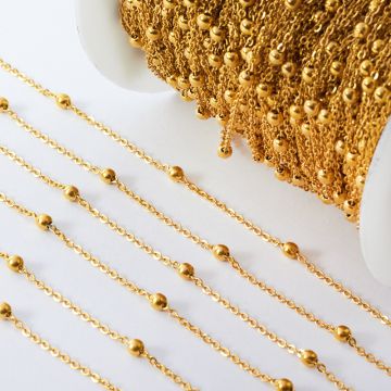 Łańcuch ze stali chirurgicznej z kuleczkami w kolorze złotym 1,5x2mm