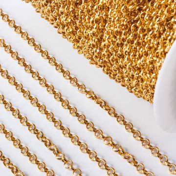 Łańcuch ze stali chirurgicznej rollo guby w kolorze złotym 5mm