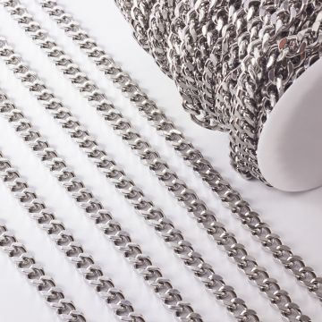 Łańcuch ze stali chirurgicznej pancerka gruba w kolorze srebrnym 12x8mm Łańcuch ze stali chirurgicznej pancerka gruba w kolorze srebrnym 12x8mm