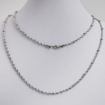 Łańcuszek ze stali chirurgicznej kordel w kolorze srebrnym 55cm