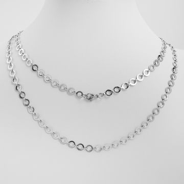 Łańcuszek ze stali chirurgicznej kółka łączone w kolorze srebrnym 45cm