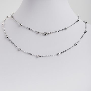 Łańcuszek ze stali chirurgicznej forza z kulkami w kolorze srebrnym 45cm