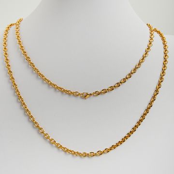 Łańcuszek ze stali chirurgicznej pełne owale w kolorze złotym 55cm