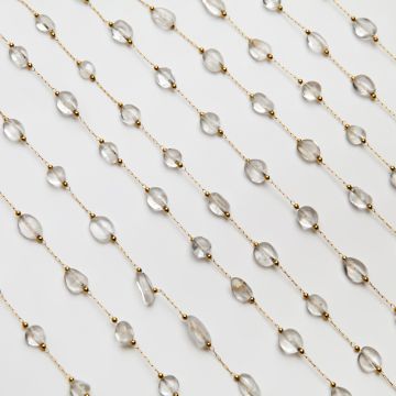 Łańcuch z kryształem górskim ze stali chirurgicznej w kolorze złotym 13x4mm