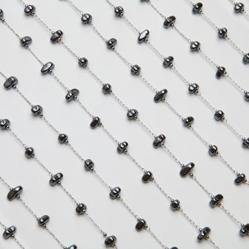 Łańcuch z hematytem ze stali chirurgicznej w kolorze srebrnym 4x9mm