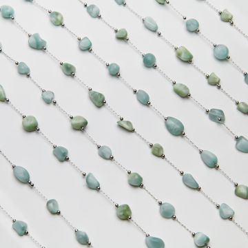 Łańcuch z amazonitem ze stali chirurgicznej w kolorze srebrnym 13x4mm