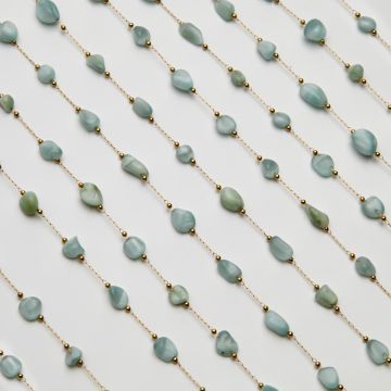 Łańcuch z amazonitem ze stali chirurgicznej w kolorze złotym 13x4mm