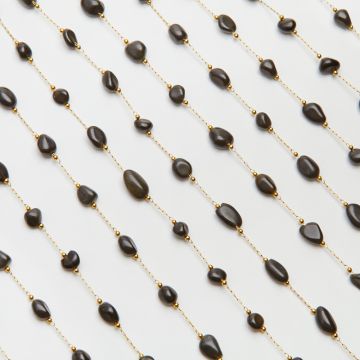 Łańcuch z onyksem ze stali chirurgicznej w kolorze złotym 13x4mm