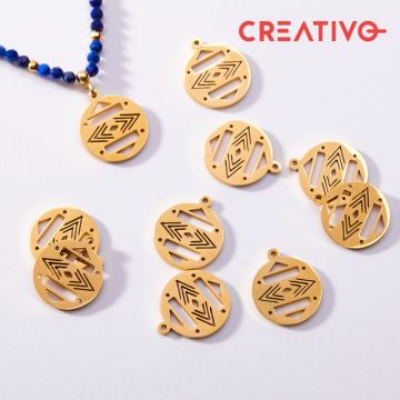 Baza do beadingu kółko boho ze stali chirurgicznej w kolorze złotym 14,7mm