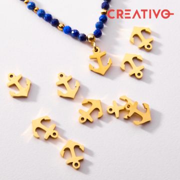 Zawieszka ze stali chirurgicznej kotwica w kolorze złotym 11mm