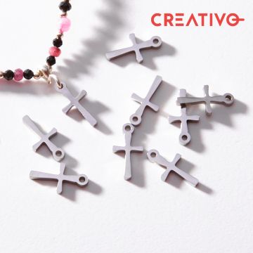 Zawieszka ze stali chirurgicznej krzyż w kolorze srebrnym 12,2mm