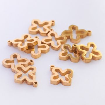 Mini zawieszka ze stali chirurgicznej krzyżyk wycięty w kolorze złotym 10,5mm