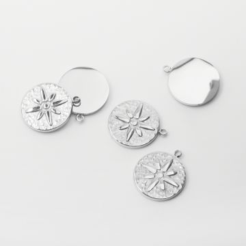 Zawieszka ze stali chirurgicznej kółko z różą wiatrów 12,5mm