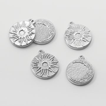 Zawieszka dwustronna księżyc i słońce ze stali chirurgicznej 15mm