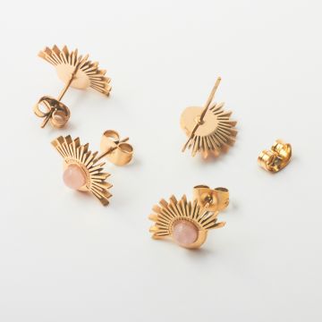 Kolczyki ze stali chirurgicznej z kamieniem słonecznym w kolorze złotym 10,5mm