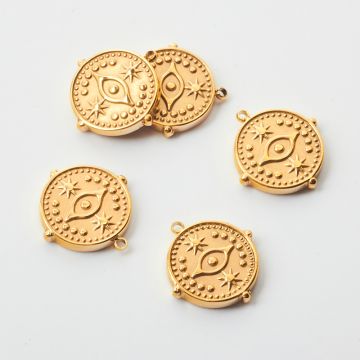 Zawieszka ze stali chirurgicznej kółko w stylu boho w kolorze złotym 13mm