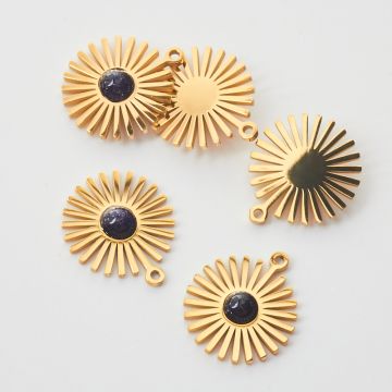 Zawieszka ze stali chirurgicznej słoneczko z nocą kairu w kolorze złotym 14mm
