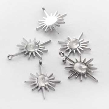 Zawieszka ze stali chirurgicznej słońce z kryształem górskim 30mm