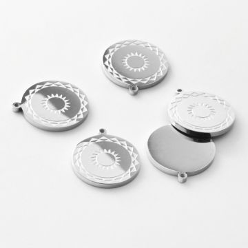 Zawieszka ze stali chirurgicznej kółko ozdobne w kolorze srebrnym 19mm