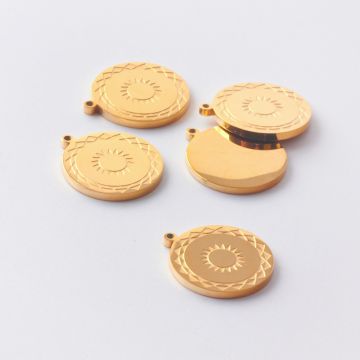 Zawieszka ze stali chirurgicznej kółko ozdobne w kolorze złotym 19mm