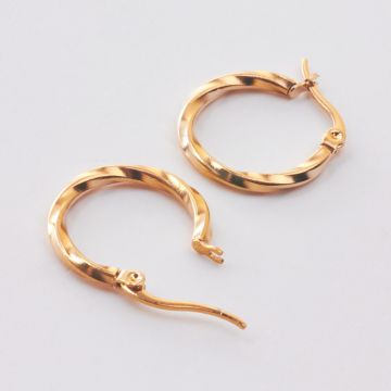 Kolczyki koła skręcane ze stali chirurgicznej w kolorze złotym 20mm