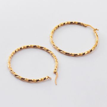 Kolczyki koła skręcane ze stali chirurgicznej w kolorze złotym 45mm