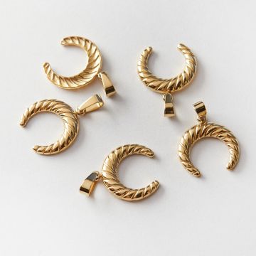 Zawieszka ze stali chirurgicznej róg obfitości skręcany w kolorze złotym 18mm PVD