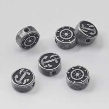 Koralik kotwica ze stali chirurgicznej do męskich bransoletek w kolorze srebrnym 11x5mm